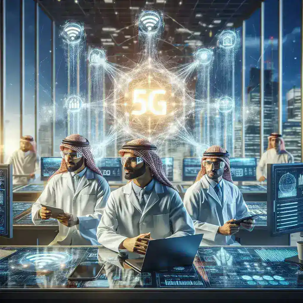 Here’s an SEO-optimized alt text for your image: "شركات اتصالات خليجية تختبر تقنيات 5G المتقدمة لدعم الحوسبة الطرفية في بيئات متصلة بالإنترنت." This alt text includes relevant keywords from the article title, enhancing its SEO value while accurately describing the image content.
