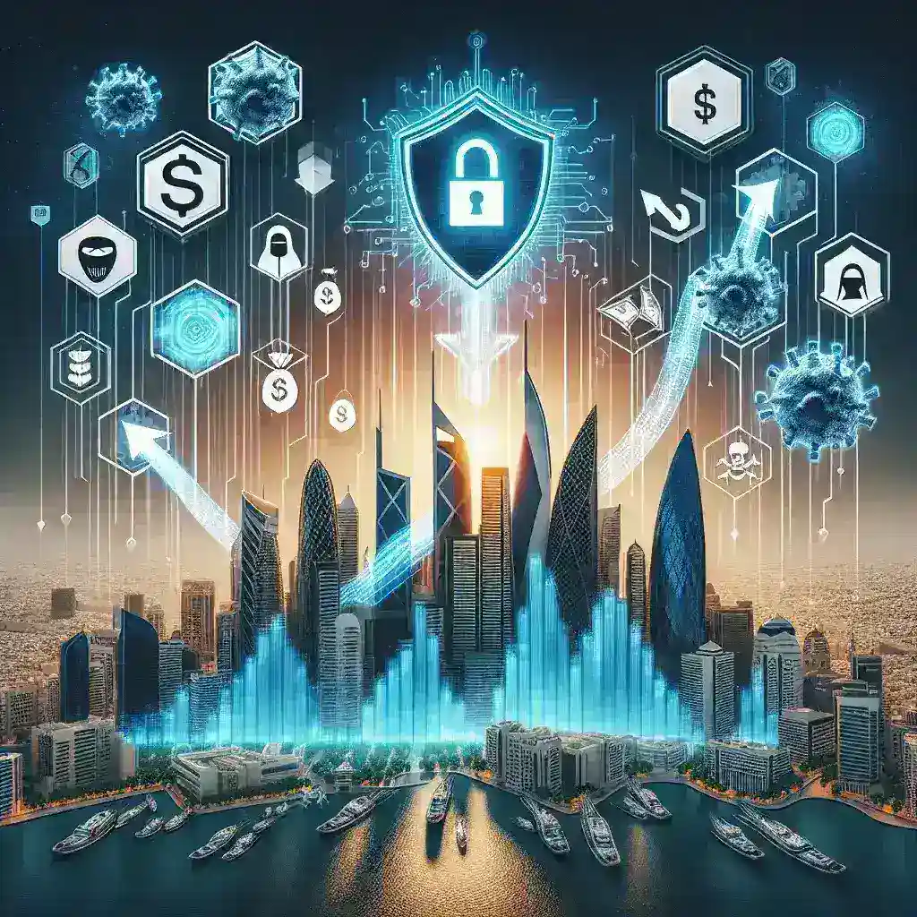 "صورة توضح استثمارات الأمن السيبراني في المصارف الخليجية بعد زيادة هجمات الفدية، مع تركيز على التقنيات الحديثة والابتكارات لحماية البيانات."